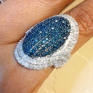 925, Heirloom, Genuine Blue and White Diamonds.
